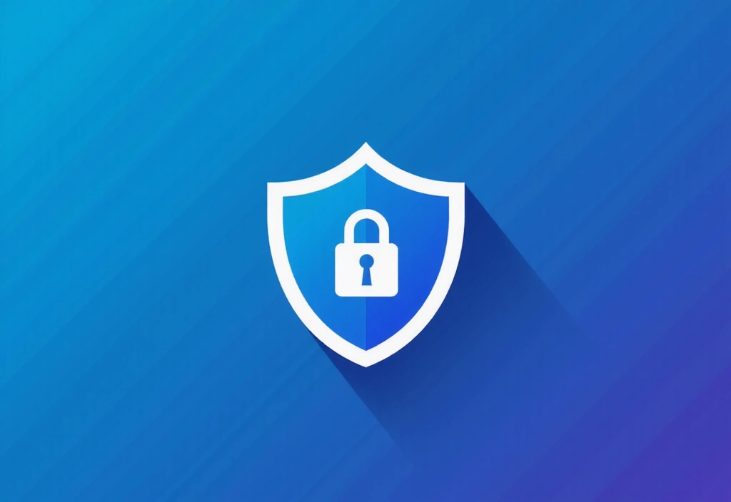 A digital lock icon surrounded by a protective shield, indicating robust data security measures. The background is a gradient of blue and green, symbolizing trust and growth.